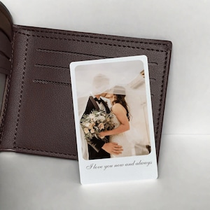 Benutzerdefinierte Metall Foto Brieftasche Einsatzkarte, personalisierte Brieftasche Einsatz, Jubiläum Fotogeschenk, Vatertagsgeschenke für ihn, Foto Liebe Hinweiskarte