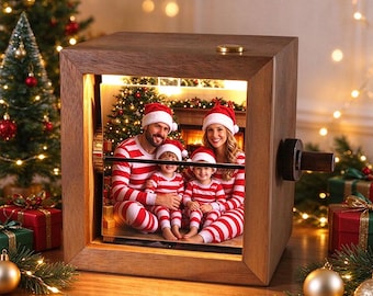 Personalized Hand Crank Flipbook Animation Box, Custom Photo Flipbook Box, Lighted Wooden Photo Cube, Christmas Gift, Anniversary  Gift