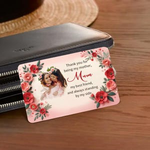Tarjeta de billetera con foto personalizada para mamá, tarjeta de billetera de metal con foto personalizada, tarjeta de inserción de billetera, regalos conmemorativos para mamá, regalo del Día de la Madre