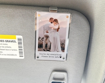 Custom Photo Car Visor Clip,Romantic Drive Safe Gift, Unique Couples Keepsake,Car Photo Frame, Personalized Gift for Him Anniversary Wedding