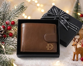 Customized Photo Wallet for Men - Men's genuine leather wallet with Initial Name & Picture, Christmas Gifts for Dad, Husband