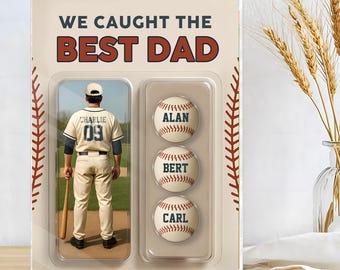 Personalized Fathers Day Gift For Dad, We Caught The Best Dad Baseball Gift, Custom Figure Acrylic Block, Baseball Dad Gift,Gift For Husband