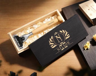 Custom Razor with Wood Handle,Personalized Wooden Handle Razor with Box,Groomsmen Gifts, Groomsmen Gift Sets,Men's Razor,Father's Day Gifts