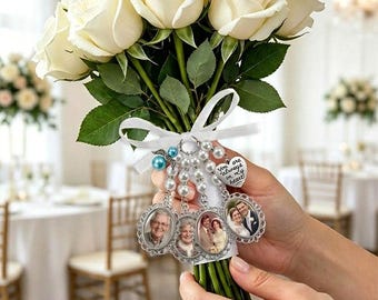 Colgante personalizado para ramo de novia, colgante personalizado con foto para ramo de flores, recuerdo conmemorativo de boda, broche conmemorativo, regalos conmemorativos de boda