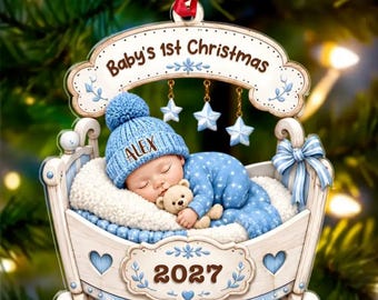 Personalized Baby's 1st Christmas Acrylic Ornament,Custom Baby Name 2026 Ornament,Baby Newborn ChristmasKeepsake, New Parents Gift