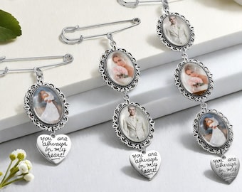 Benutzerdefinierte Brautstrauß Charme, personalisierte Blumenstrauß Foto Charme, Hochzeit Gedenkstätte Andenken, Erinnerung Erinnerung Pin, Hochzeit Gedenkgeschenke