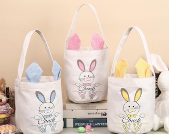 Personalized Easter Basket with Kids Name - Custom Easter Basket for Boys & Girls - Baby Easter Basket Bucket - Easter Bags Gifts for Kids