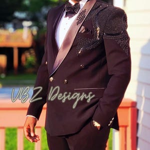 Custom Double-Breasted Suit for men | Black suit | Five-Piece Suit | Suit | Groom suit | Wedding Suit | Tuxedo | Prom Suit | Custom suit