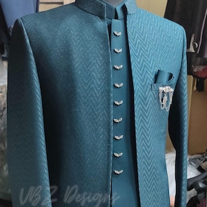 Custom Embroidered Jodhpuri Suit: Men&#39;s Wedding Modi Jacket & Trousers