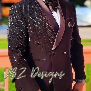 Custom Double-Breasted Suit for men | Black suit | Five-Piece Suit | Suit | Groom suit | Wedding Suit | Tuxedo | Prom Suit | Custom suit