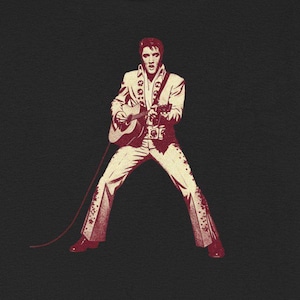 Retro Elvis Presley Graphic Tee, Vintage Music T-Shirt, 9 Comfortable Colors, Gifts for Fans, Unisex Heavy Cotton Shirt, King Rock and Roll