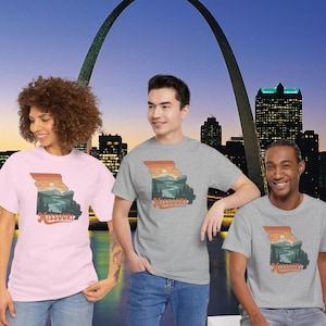 Missouri Sunset Art Shirt, Missouri Shirt, Retro Missouri Gift, State Pride Apparel, Casual Missouri Wear, Vintage Missouri Souviner Gift