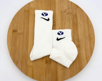 Custom Embroidered - BYU / College -  Nike Crew and Ankle Socks - One Pair