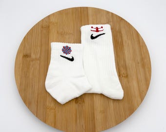Pom-pom girl brodée personnalisée/pompons-chaussettes plates Nike-(une paire)