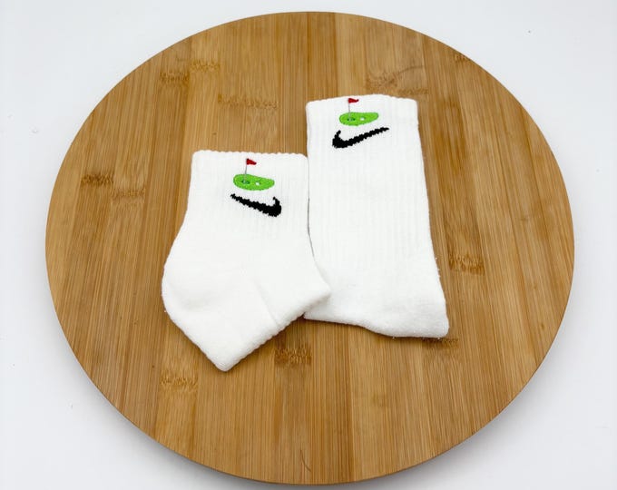 Custom Embroidered Golf / Golf Green Nike Crew and Quarter Socks - One Pair