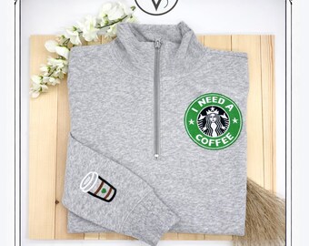 Sweat-shirt brodé Coffee Lover | Pull en polaire douillet