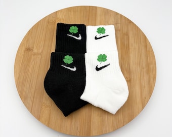 Custom Embroidered Clover / Celtic Nike Dri Fit Crew and Quarter Socks - One Pair
