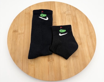 Custom Embroidered Golf / Golf Green Nike Crew and Quarter Socks - One Pair