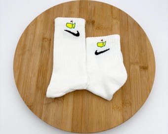 Custom Embroidered Golf / Masters Inspired Nike Crew and Quarter Socks - One Pair