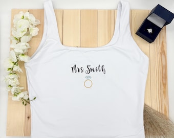 Débardeur brodé Mme | Chemise mariée lune de miel minimaliste