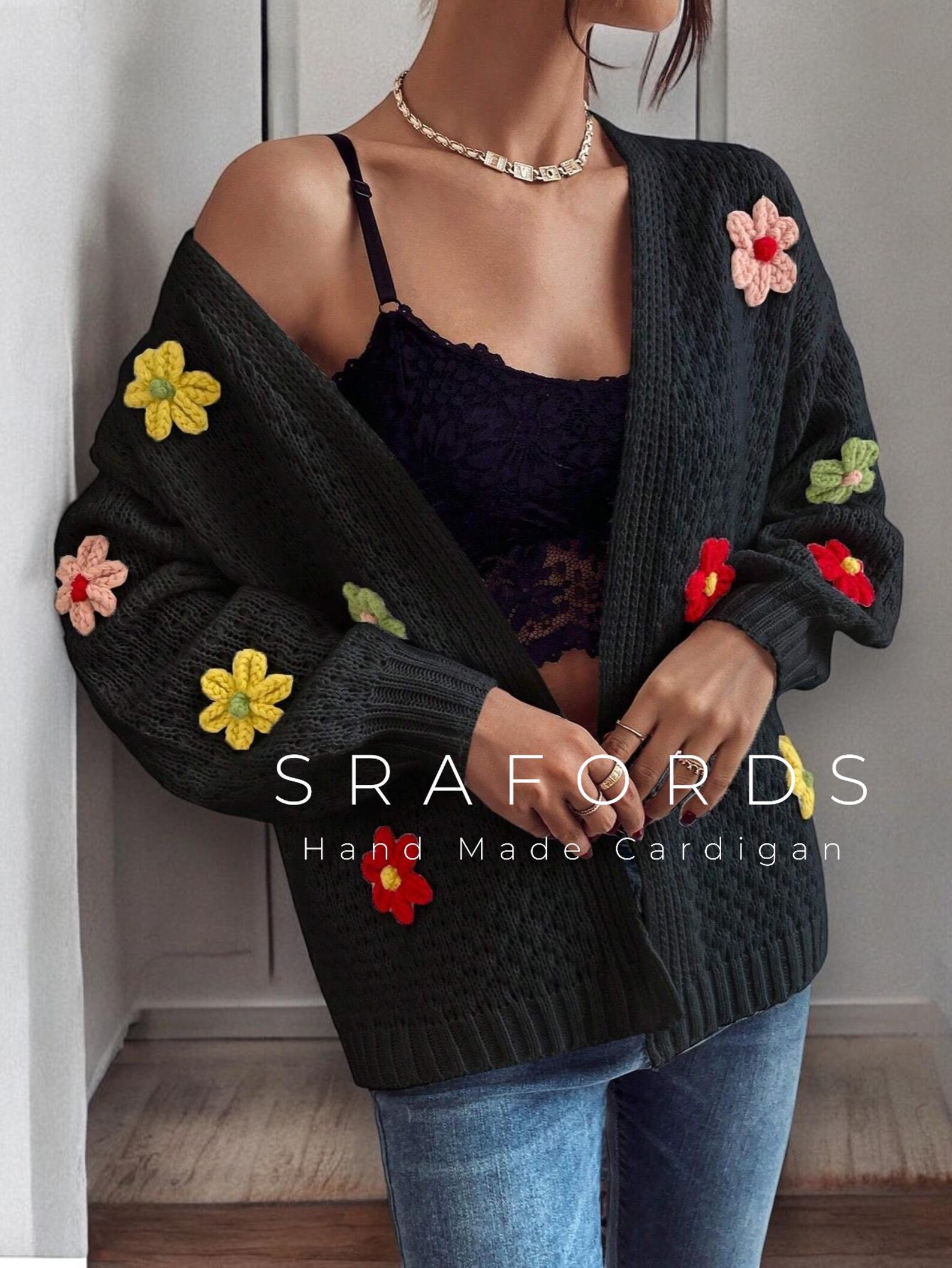 Noir Botanica Collared Cardigan main image 1
