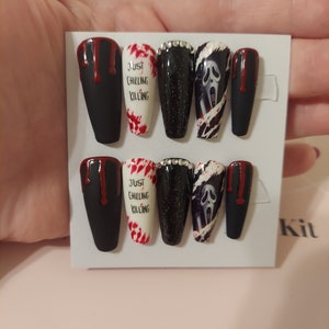 Scream Halloween press on nails