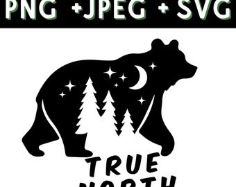 VBS True North 2025 SVG png jpeg fichier vacances école biblique en plein air VBS équipage église chrétienne camp chemise ours faisant confiance à Jésus dans un monde sauvage