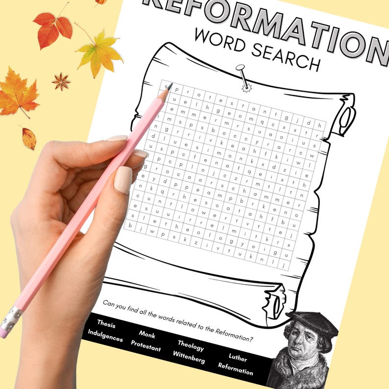 Reformation Day Activity Kids Word Search Trunk or Treat Christian ...