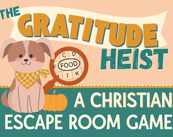 Kit de escape room para Acción de Gracias cristiana, juego de misterio para niños, rompecabezas de lógica, búsqueda del tesoro, detective, fiesta, tarjetas de gratitud imprimibles