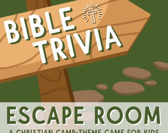 Juego de escape cristiano con trivia bíblica, rompecabezas imprimible de las Escrituras de la iglesia, búsqueda del tesoro bíblica, rompecabezas de lógica, escuela dominical para niños, grupo de jóvenes