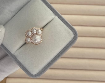 My Paw-friend Adjustable Strong Luster Freshwater Pearl Ring Gift