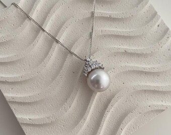 Classic Frost Blossom Crown 11-12mm Pearl Set Necklace Gift for Her