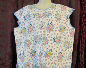 Colorful Floral Kitchen  Apron / Artist Coverup Vintage 1960's