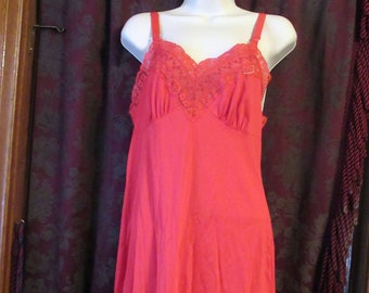 Crimson Red Slip Dress Smexy Vintage  50's