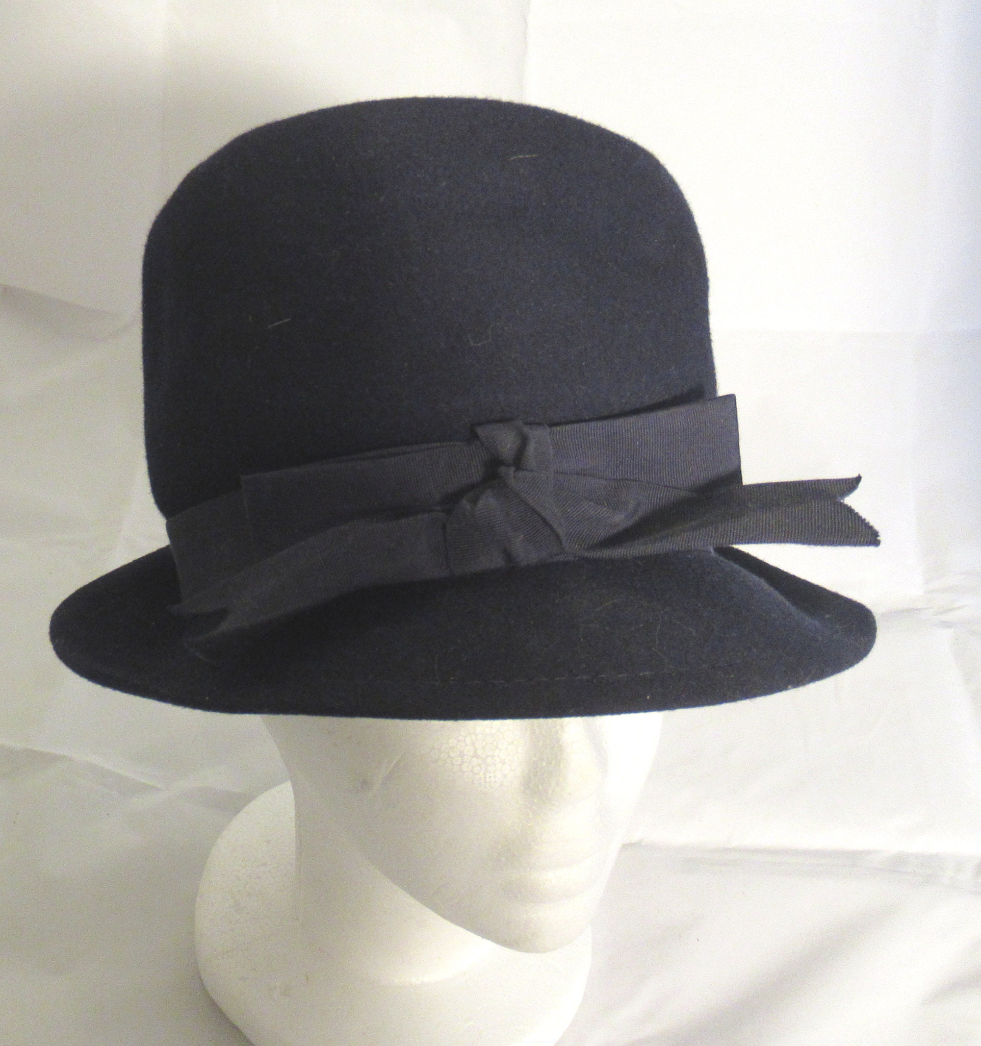 Neumann Endler Wool Felt Hat Navy Blue Mid Century Deluxe 