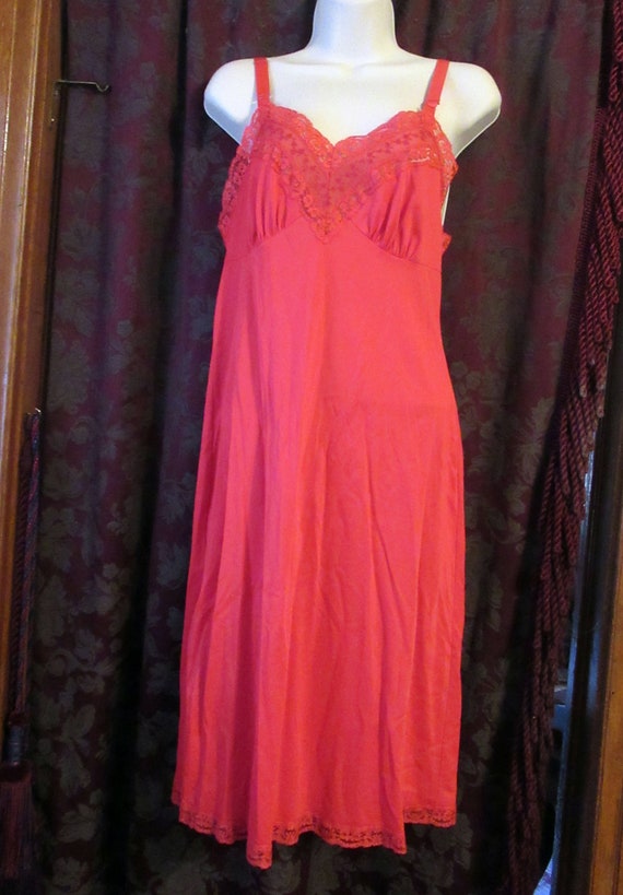 Crimson Red Slip Dress Smexy Vintage  50's - image 1