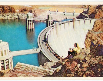 Hoover Dam Union Pacific Vintage  Postcard