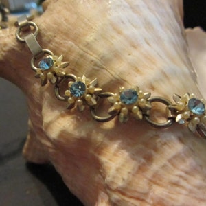 Turquoise Pearl and Rhinestone Choker style Necklace and  Earring Set Vintage 50&#39;s Fabulous Costume Jewelry