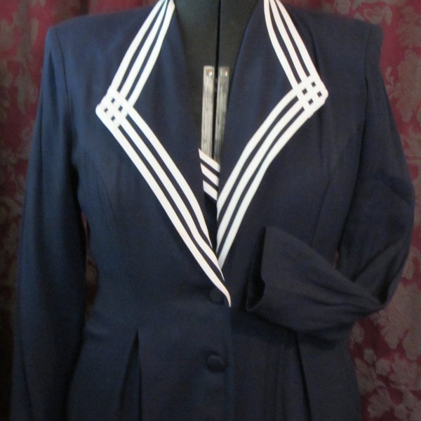 Hey Sailor Classic Vintage 80's Nautical style  Navy Blue Sailor Suit Dress