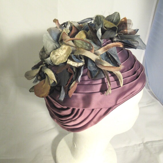Spectacular Purple Satin Skull Hugging Hat Vintage