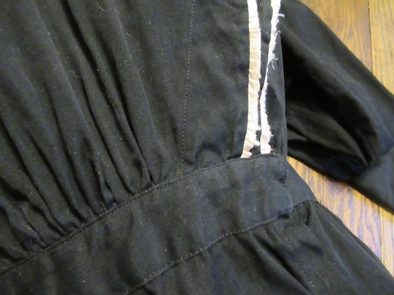 Black Cotton Edwardian Dress Antique Work Dress R… - image 3
