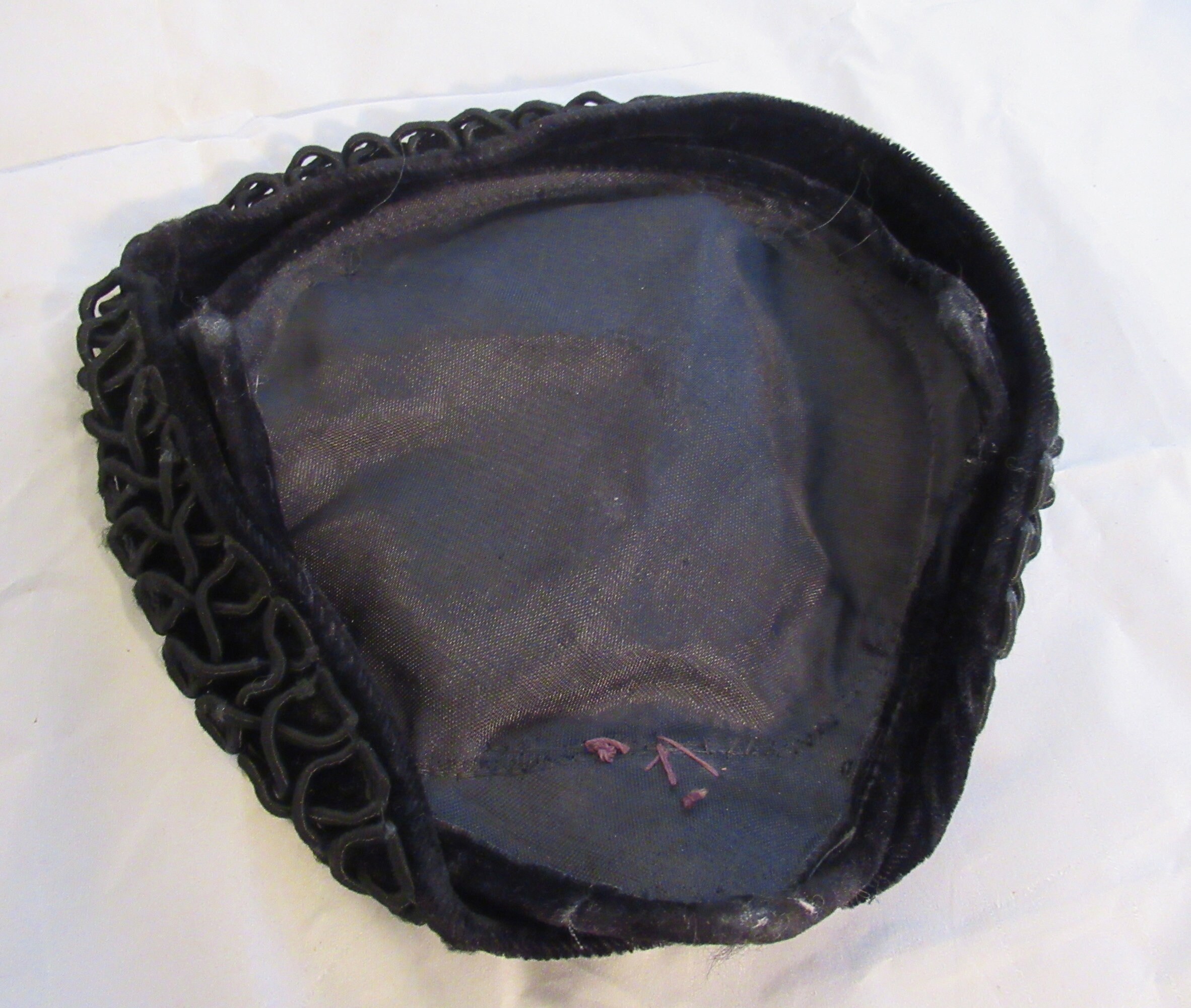 Black Velvet Skullcap Hat Vintage 50