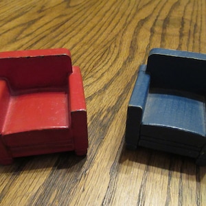Lovely Wooden Doll House Chairs Pair 1940's