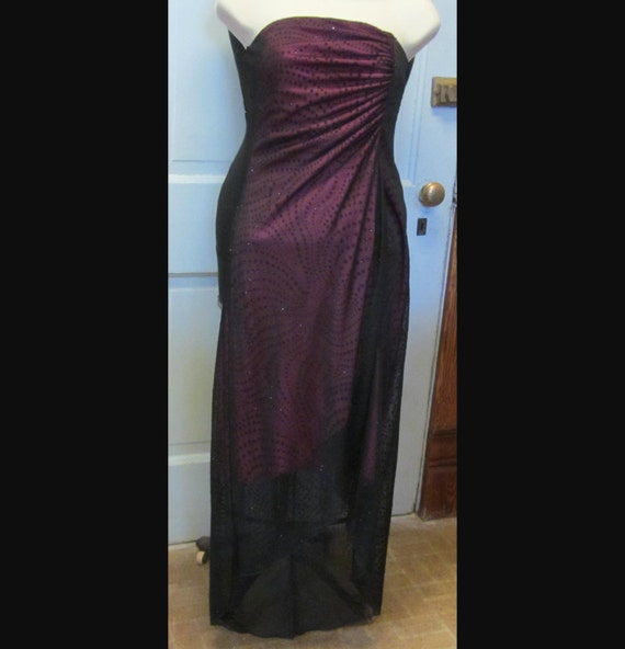 Sexy Sleeveless Burgundy  Dress Vintage Evening G… - image 2