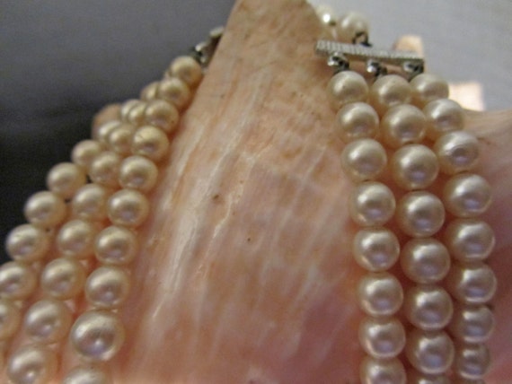 Pearls Pearls Pearls Faux Pearl Three Strand  Kno… - image 5