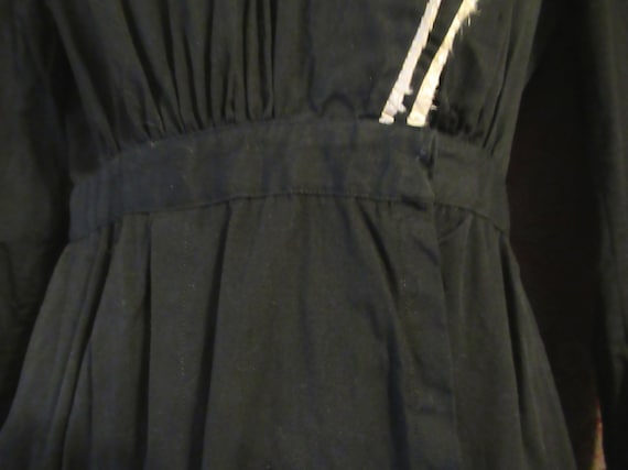 Black Cotton Edwardian Dress Antique Work Dress R… - image 4