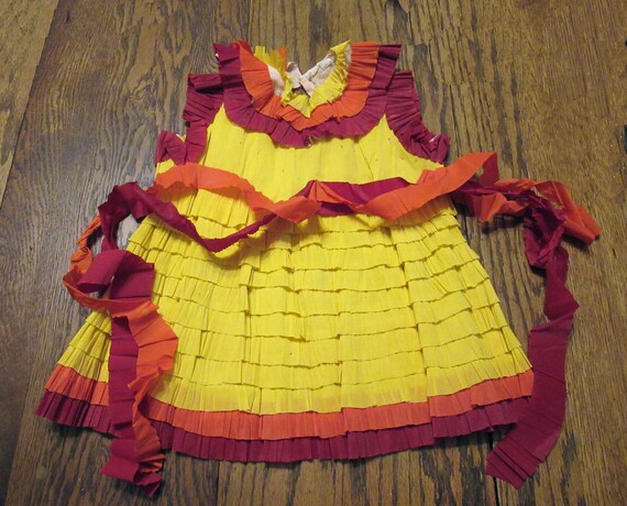 Crepe Paper Baby Doll Dress with Matching Cap Vin