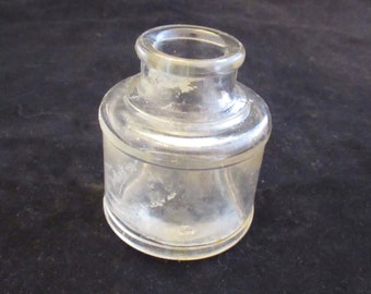 Clear Glass Inkwell Vintage