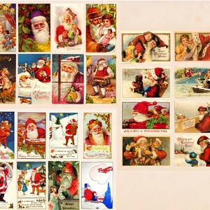 Set of 3 Vintage Santa digital collage sheets, instant download
