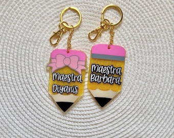 Pencil Keychain || Teacher Keychain || Teacher Pencil Keychain || Tecaher Application Gift